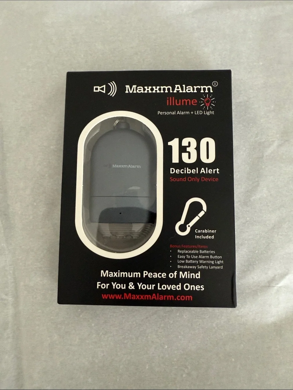 Illume Personal Alarm with LED Light - Black